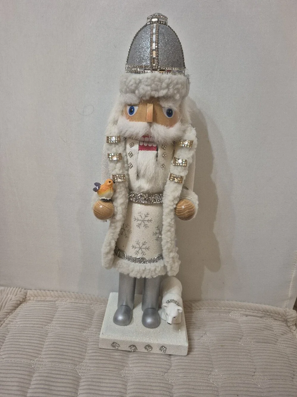 White & Silver Holiday Nutcracker Figurine - Decorative Christmas Accent